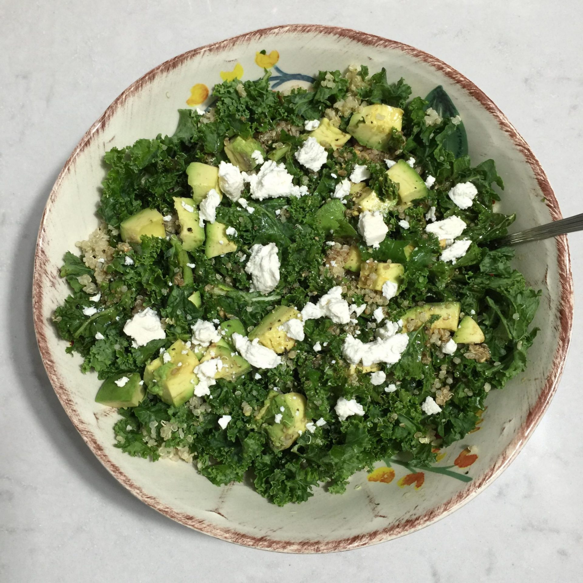 quinoa kale salad avocado feta