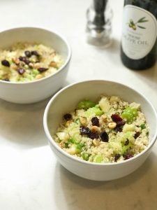 Warm Autumn Quinoa Salad with Hazelnuts, Apple, and Cranberries | www.alldayieat.com