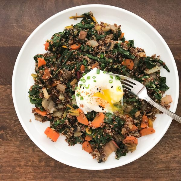 Healthy Red Quinoa Plate With Chard & Poached Egg No.1Salad