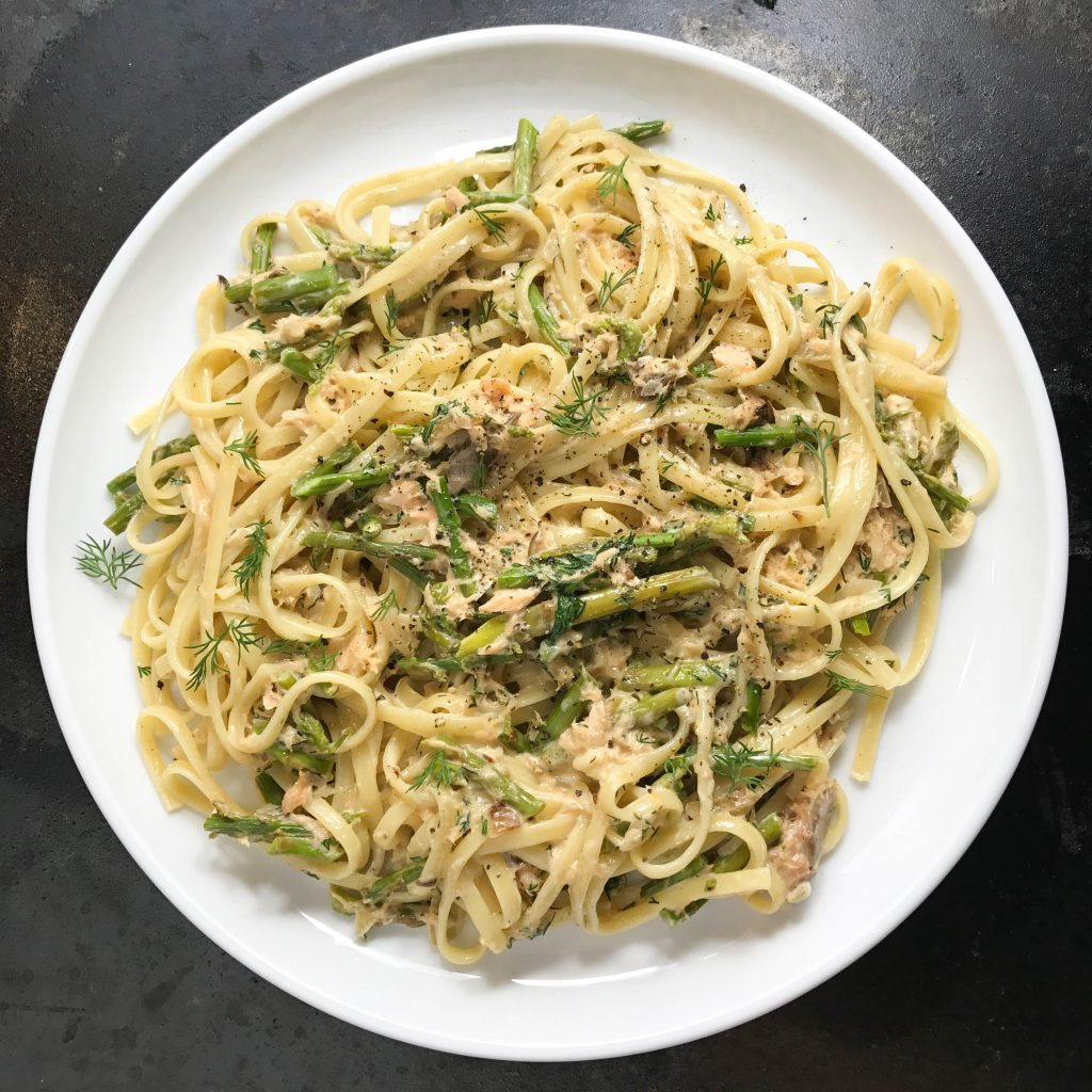 Fresh Fettuccine with Asparagus, Dill, and Smoked Salmon