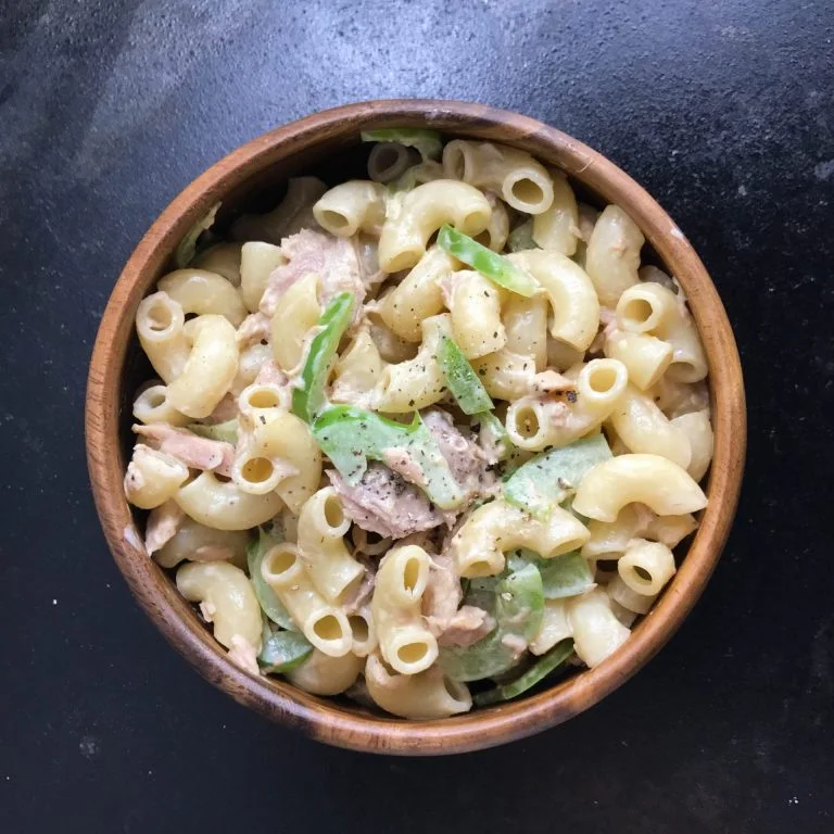 japanese style macaroni salad with tuna