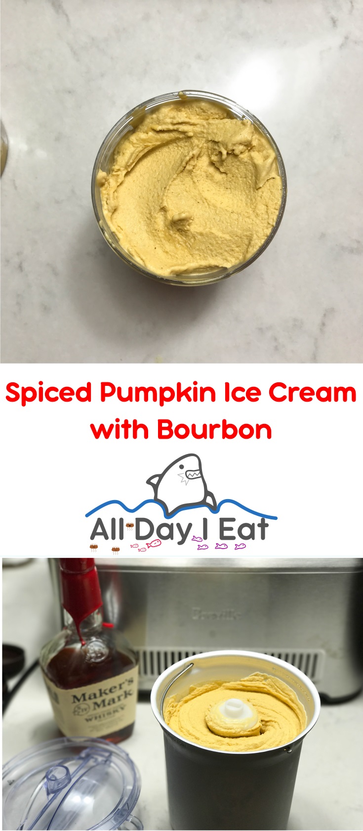 Spiced Pumpkin Ice Cream with Bourbon | www.alldayieat.com