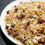 Warm Farro Recipe with Buttered Onions, Cranberries & Pecans