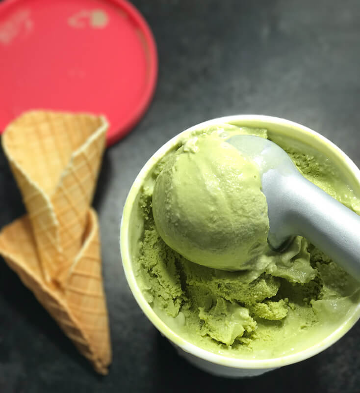 matcha ice cream with ice cream cone