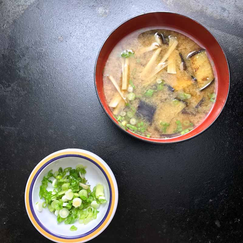 Miso Soup with Eggplant and Gobo