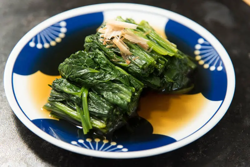 Japanese spinach side dish ohitashi