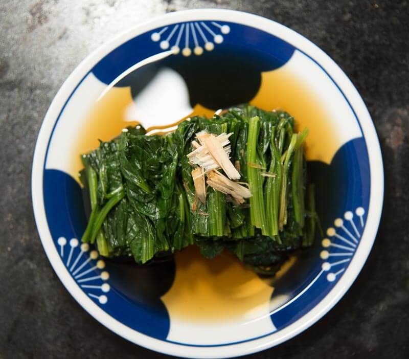 Japanese spinach side dish ohitashi