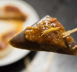 daikon and konnyaku dengaku (miso glaze)-close up