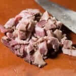 kinoko pasta bacon closeup