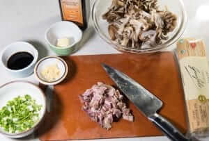 kinoko pasta ingredients closeup