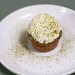 Hojicha Cupcakes with Black sesame and Sweet Cream side view