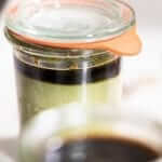 Matcha Purin (Japanese style custard pudding with green tea)-close angle
