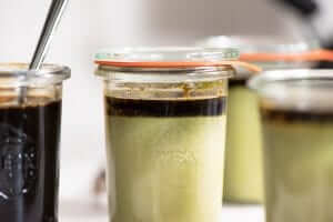 Matcha Purin (Japanese style custard pudding with green tea)-side