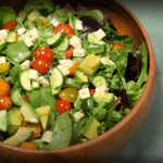 Salad with shiokoji dressing closeup