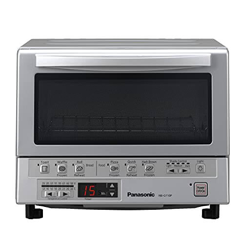 Panasonic FlashXpress Toaster Oven with Double Infrared Heating, 6 Auto Cook Options and Precise Temperature Control, 4-Slice Small Toaster Oven, 1300 Watts - NB-G110P (Silver) image attachment (large)