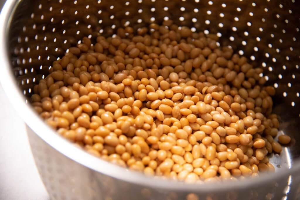 homemade natto steamed soy beans