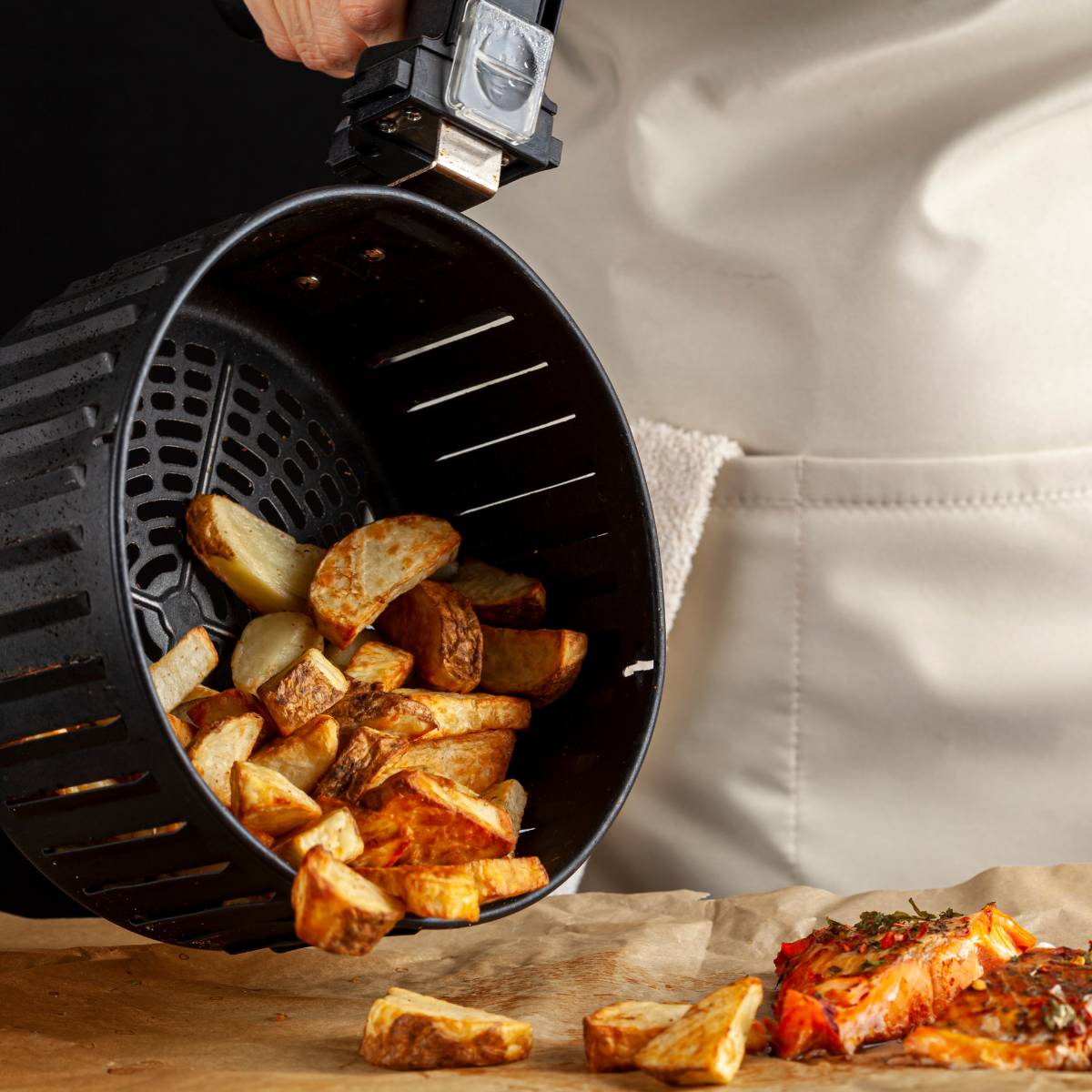 Crispy potatoes cooked from air fryer