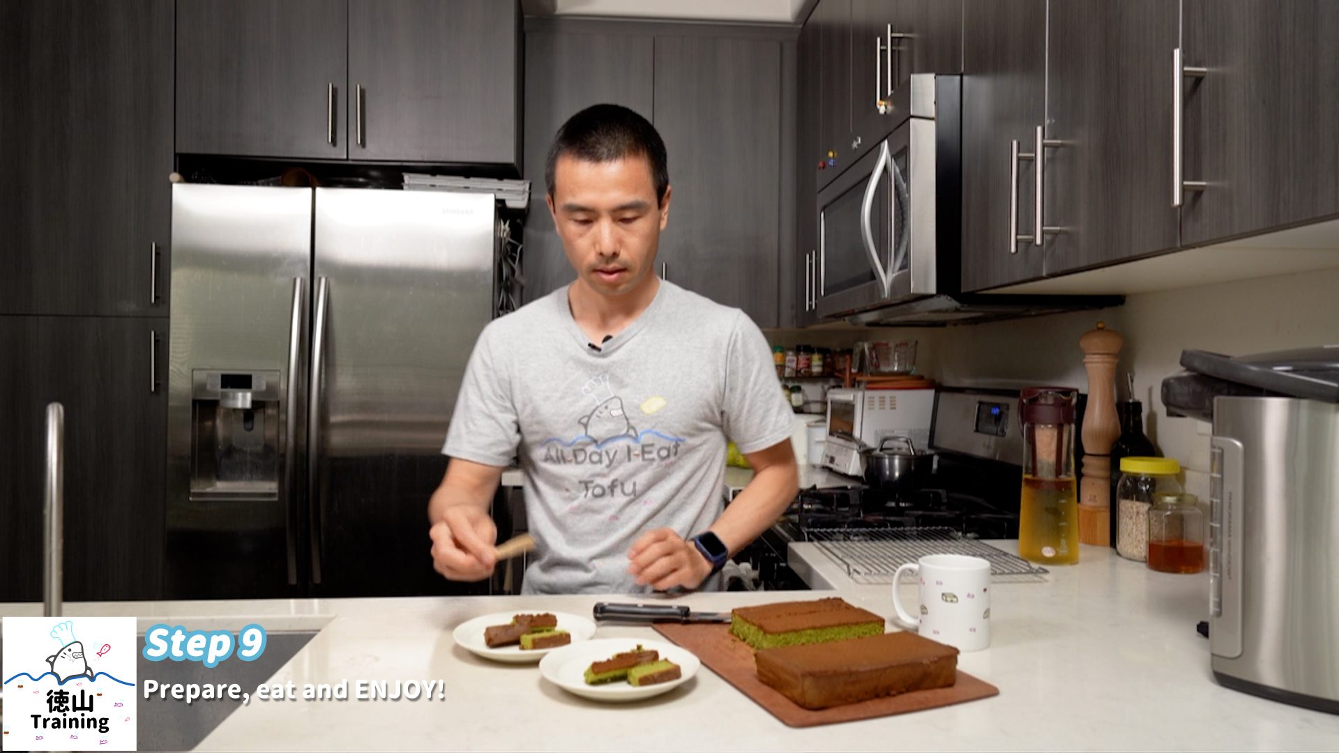 Matcha Castella serving suggestion