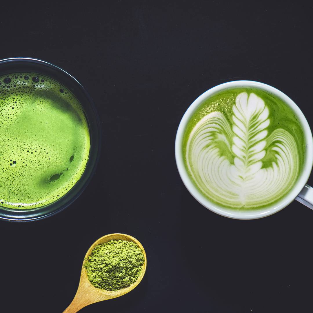 Cups of matcha and green tea
