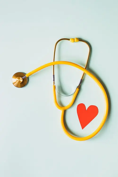 a stetoscope and a heart cutout
