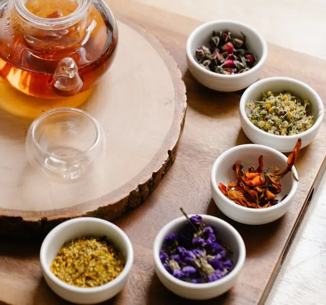 flowers and leaves for tea