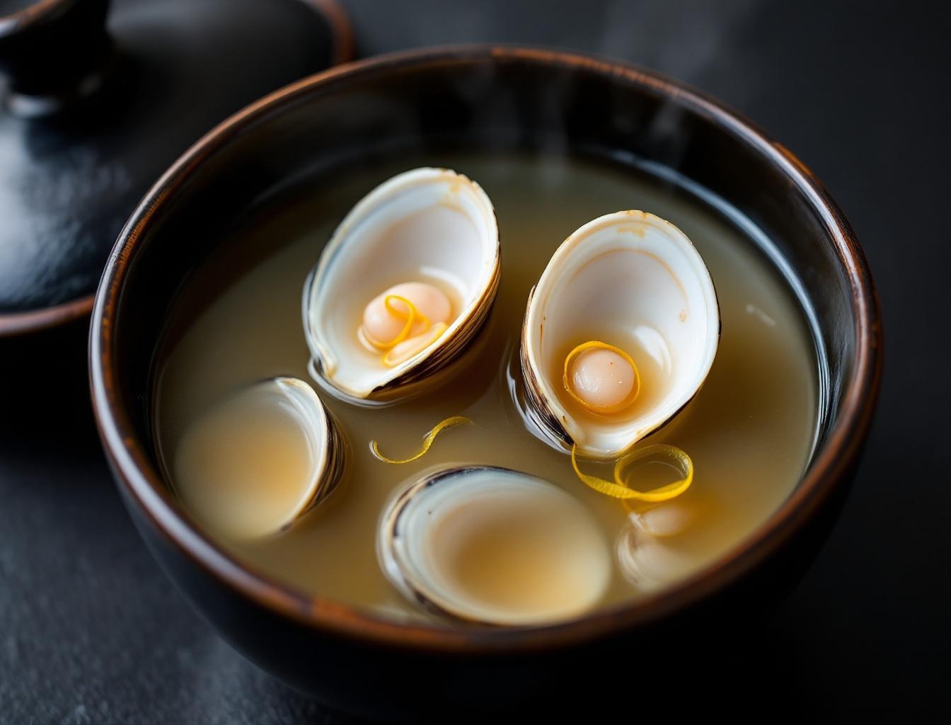 Hamaguri clam clear soup in Japanese lacquer bowl for Girls Day