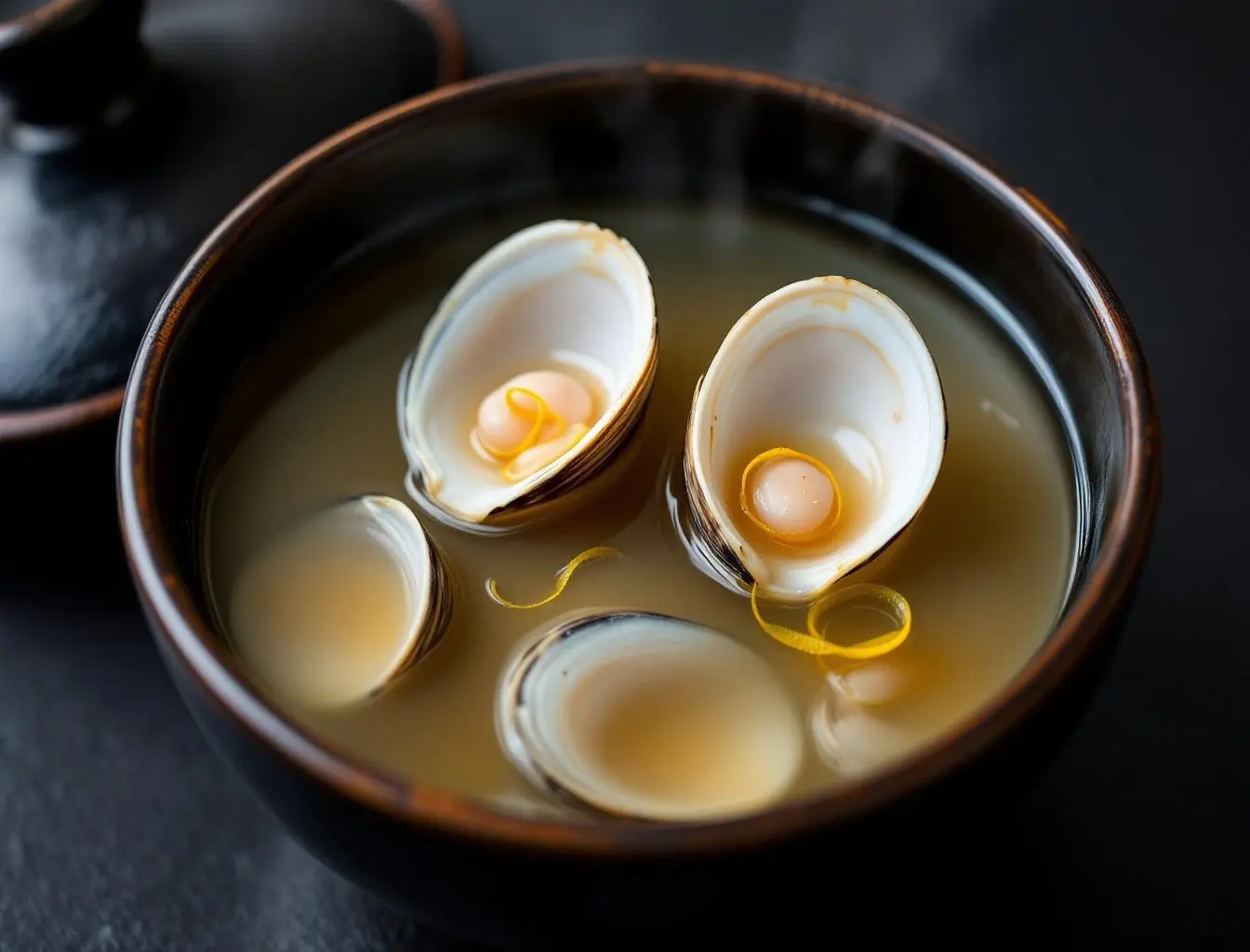 Hamaguri clam clear soup in Japanese lacquer bowl for Girls Day