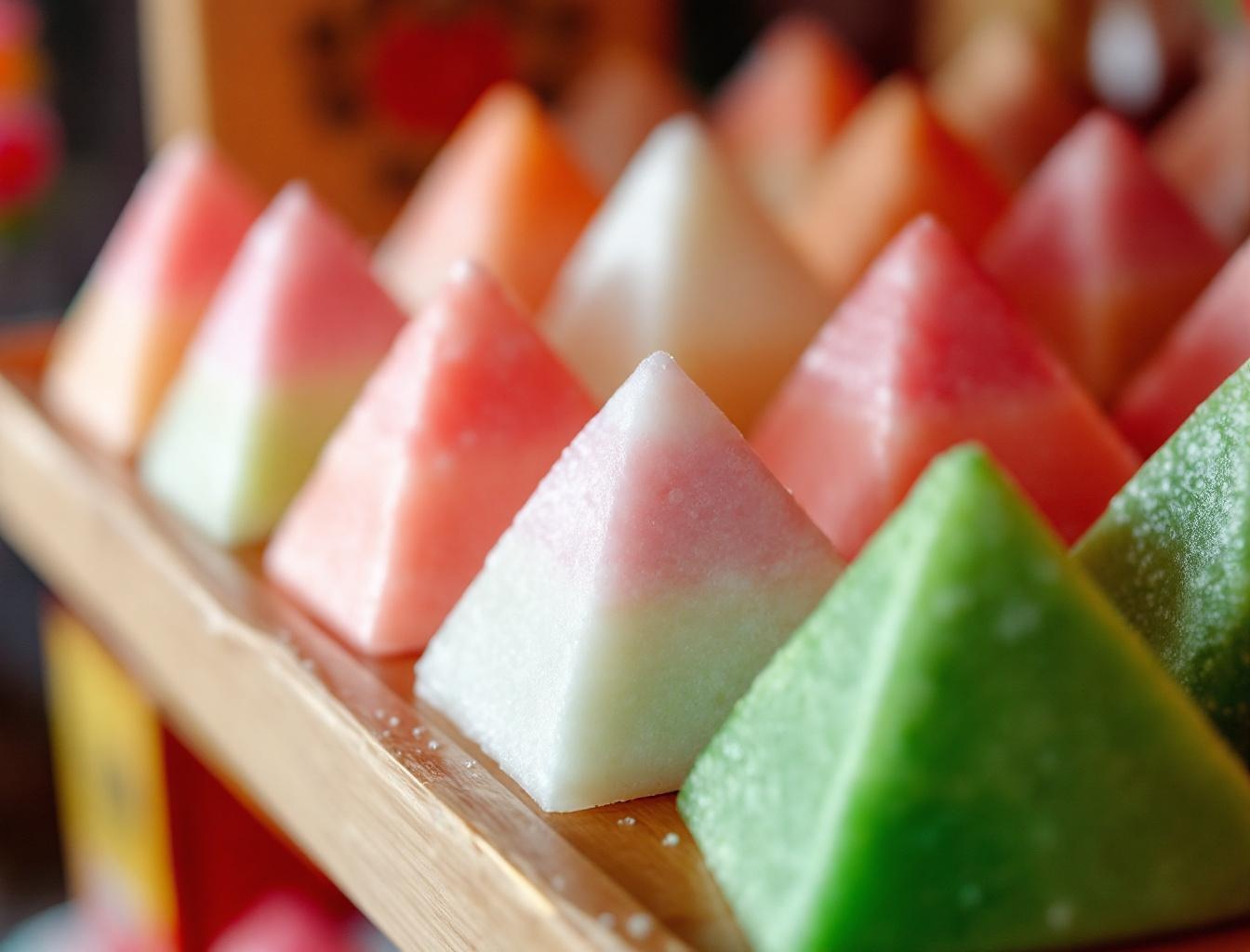 Hishi mochi three-colored diamond rice cakes pink white green on hina-dan