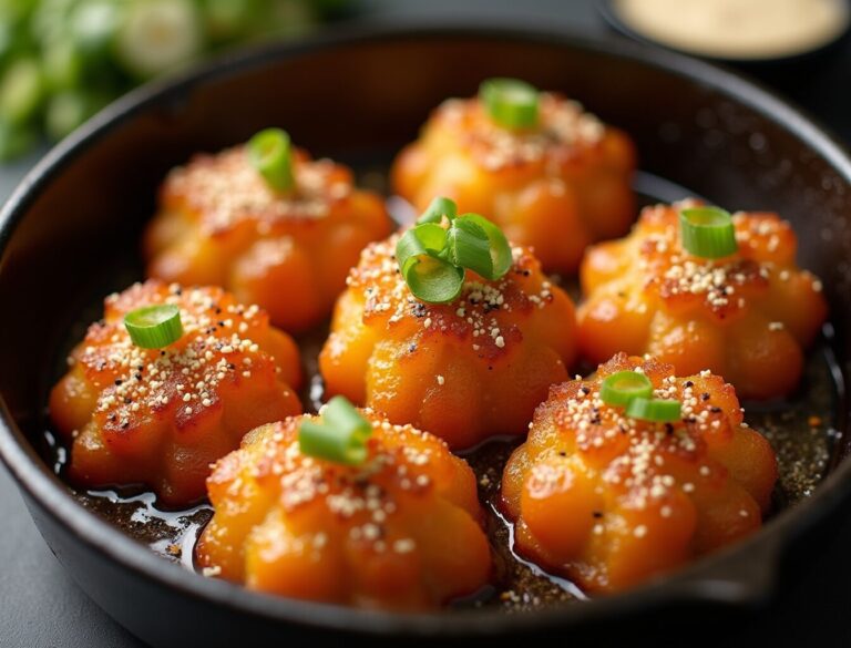 Takoyaki octopus balls in a pan, golden crispy exterior